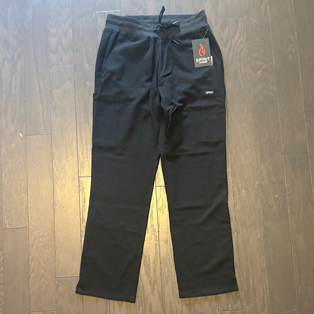 NWT Spirit Black Scrub Pants with Drawstring